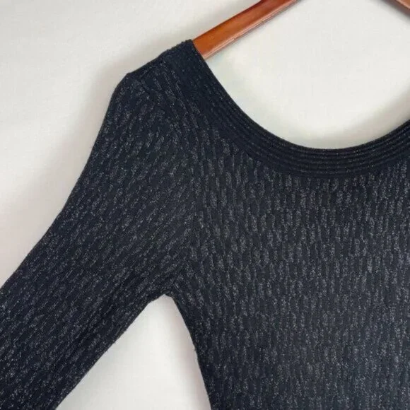 Sandro Ritournelle Metallic Long Sleeve Jacquard Knit Mini Dress Black 1/ S/ 4 - Picture 3 of 8